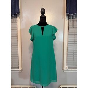 Vince Camuto Emerald Green Keyhole Shift Dress Flutter Sleeve Size 2
